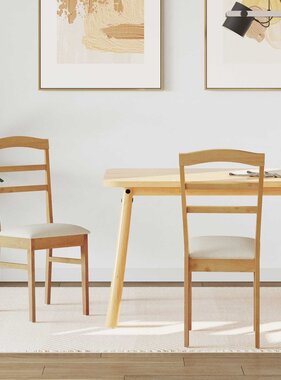 VidaXL Eetkamerstoel 2 pcs Natuurlijk en Licht Massief Rubberhout