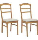 VidaXL Eetkamerstoel 2 pcs Natuurlijk en Licht Massief Rubberhout