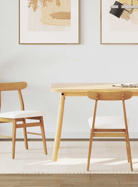 VidaXL Eetkamerstoel 2 pcs Natuurlijk en Licht Massief Rubberhout