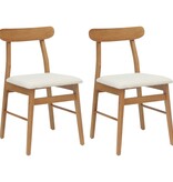 VidaXL Eetkamerstoel 2 pcs Natuurlijk en Licht Massief Rubberhout