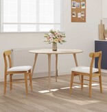 VidaXL Eetkamerstoel 2 pcs Natuurlijk en Licht Massief Rubberhout