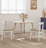 VidaXL Eetkamerstoel 2 pcs Wit en Bruin Massief Rubberhout