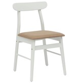 VidaXL Eetkamerstoel 2 pcs Wit en Bruin Massief Rubberhout