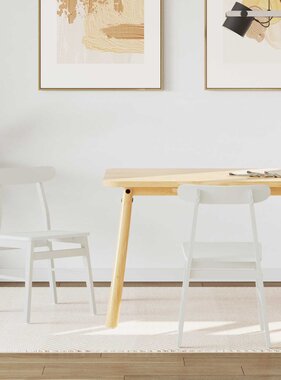 VidaXL Eetkamerstoel 2 pcs Wit Massief Rubberhout