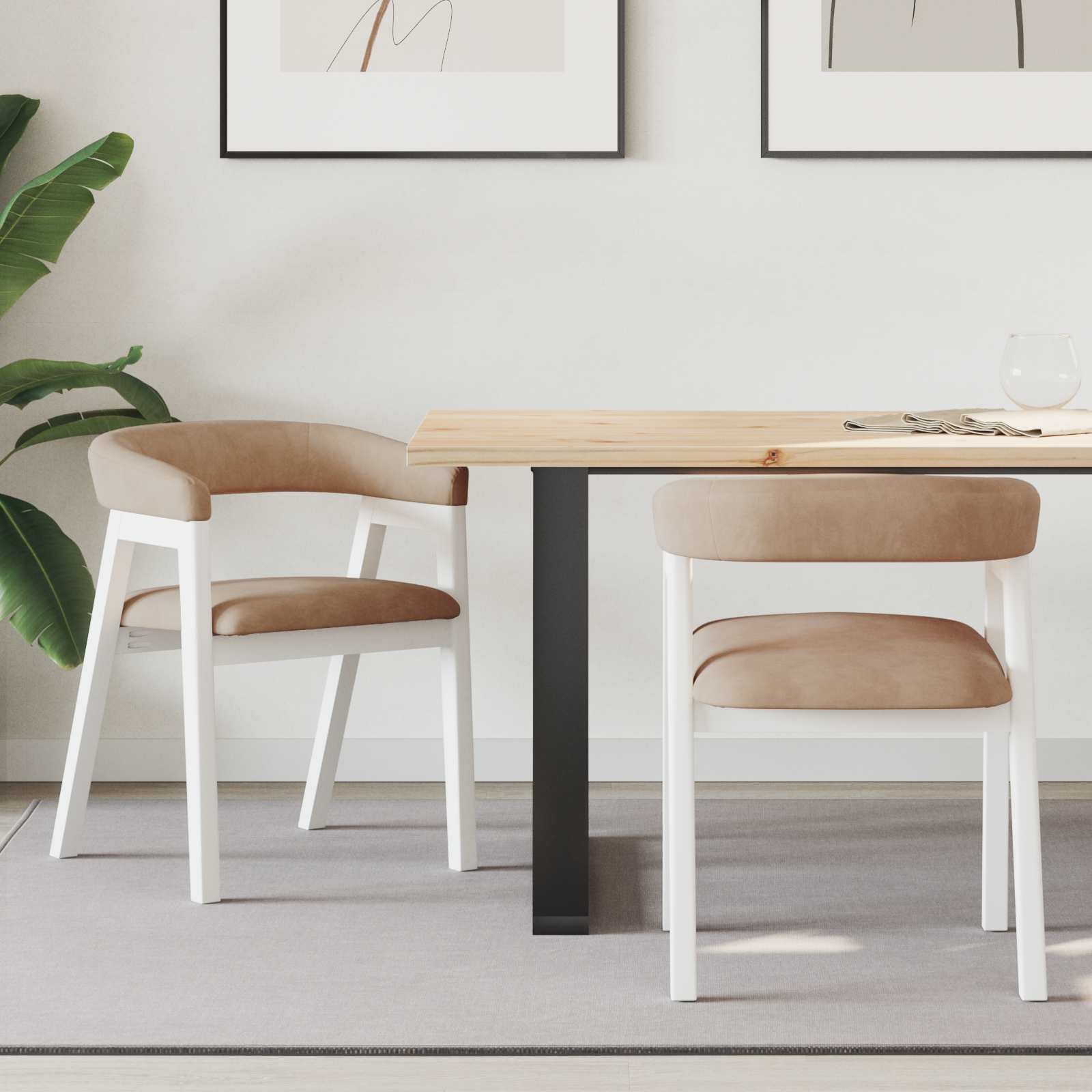 VidaXL Eettafelstoelen 2 pcs Wit 54 x 57 x 73 cm Massief rubberhout