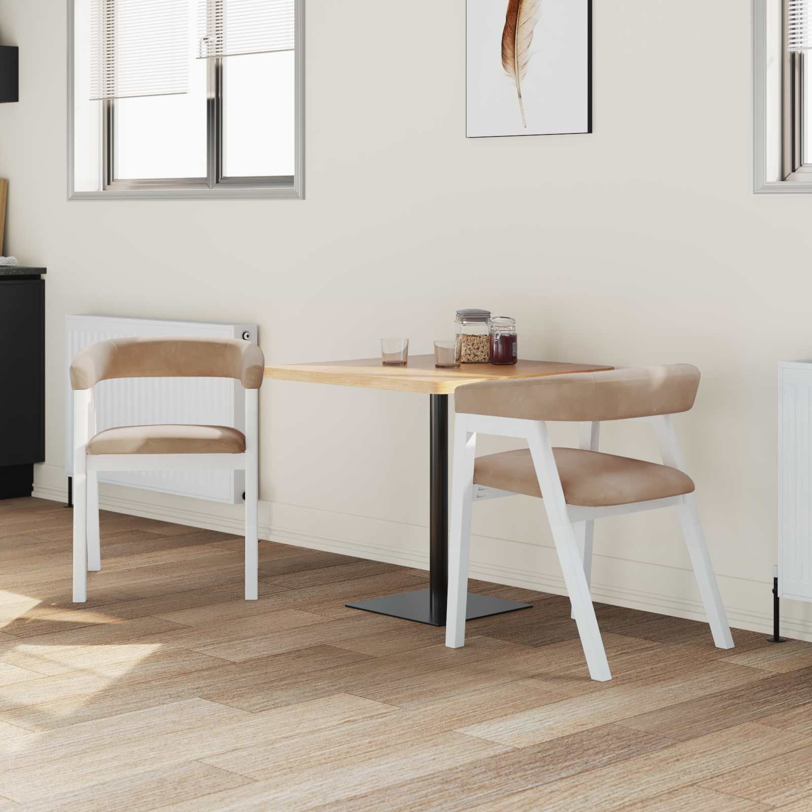 VidaXL Eettafelstoelen 2 pcs Wit 54 x 57 x 73 cm Massief rubberhout