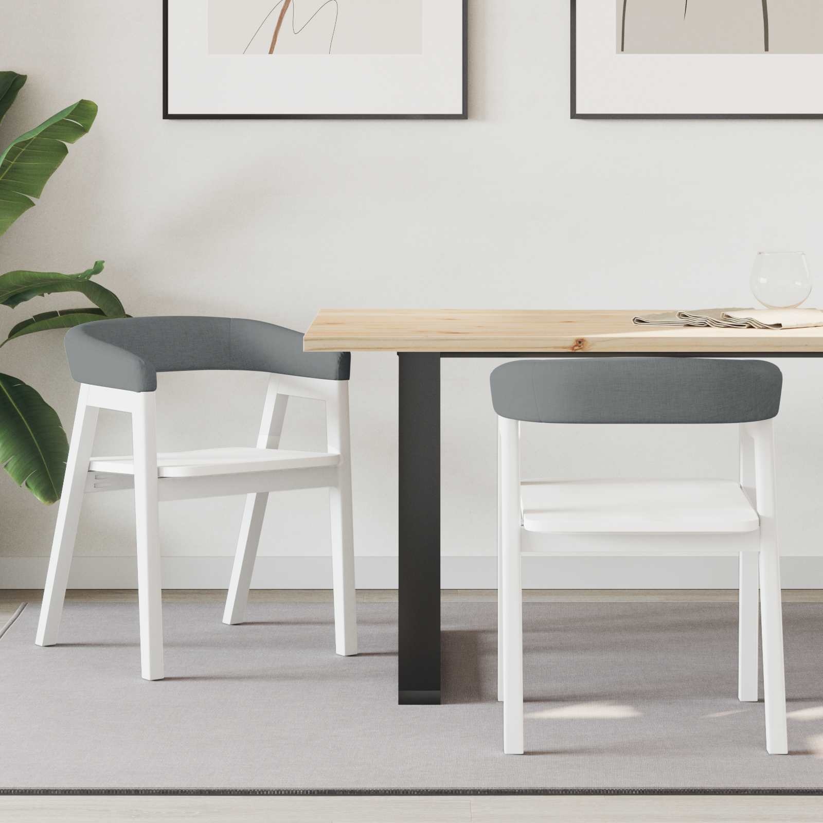 VidaXL Eettafelstoelen 2 pcs Wit 54 x 57 x 73 cm Massief rubberhout