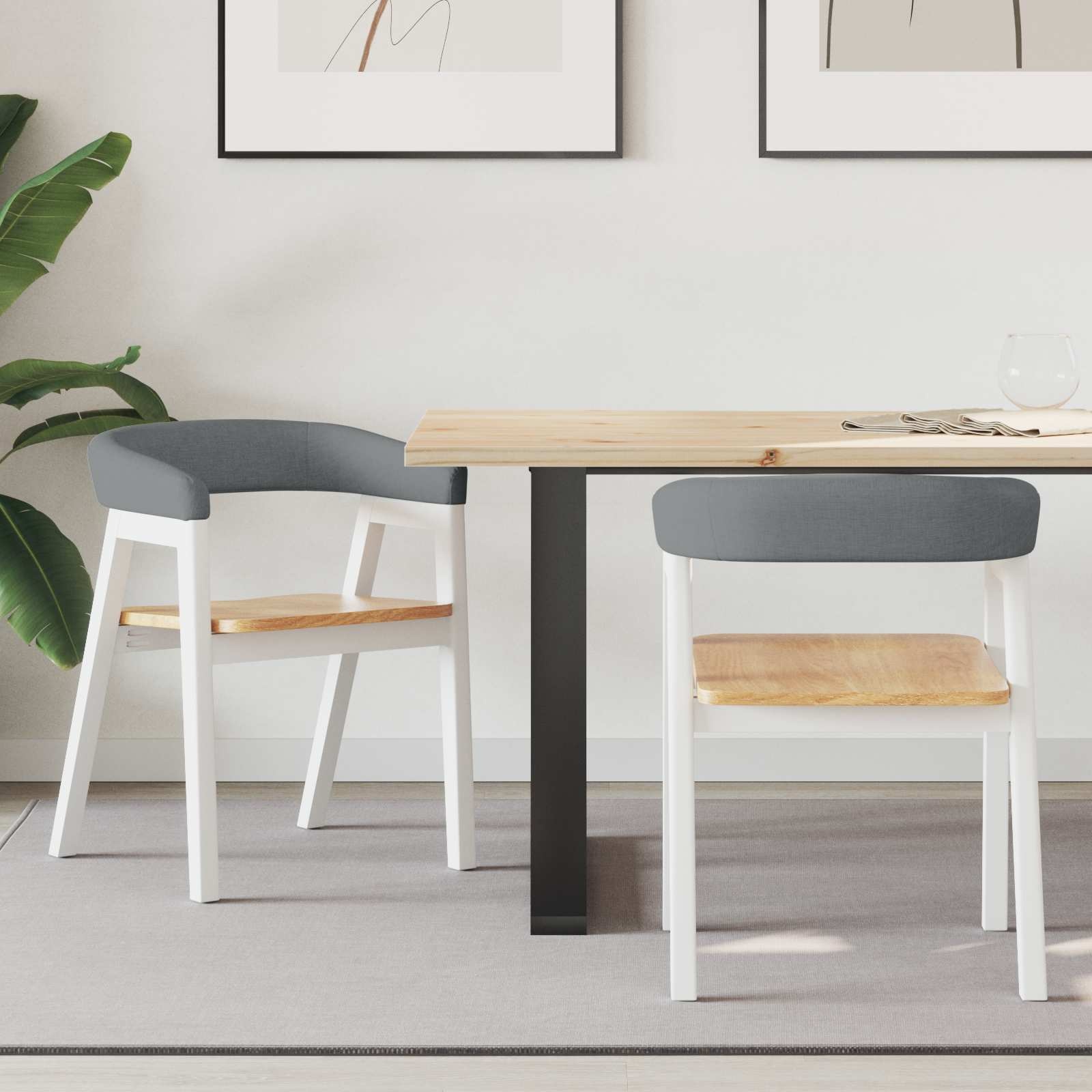 VidaXL Eettafelstoelen 2 pcs Wit 54 x 57 x 73 cm Massief rubberhout