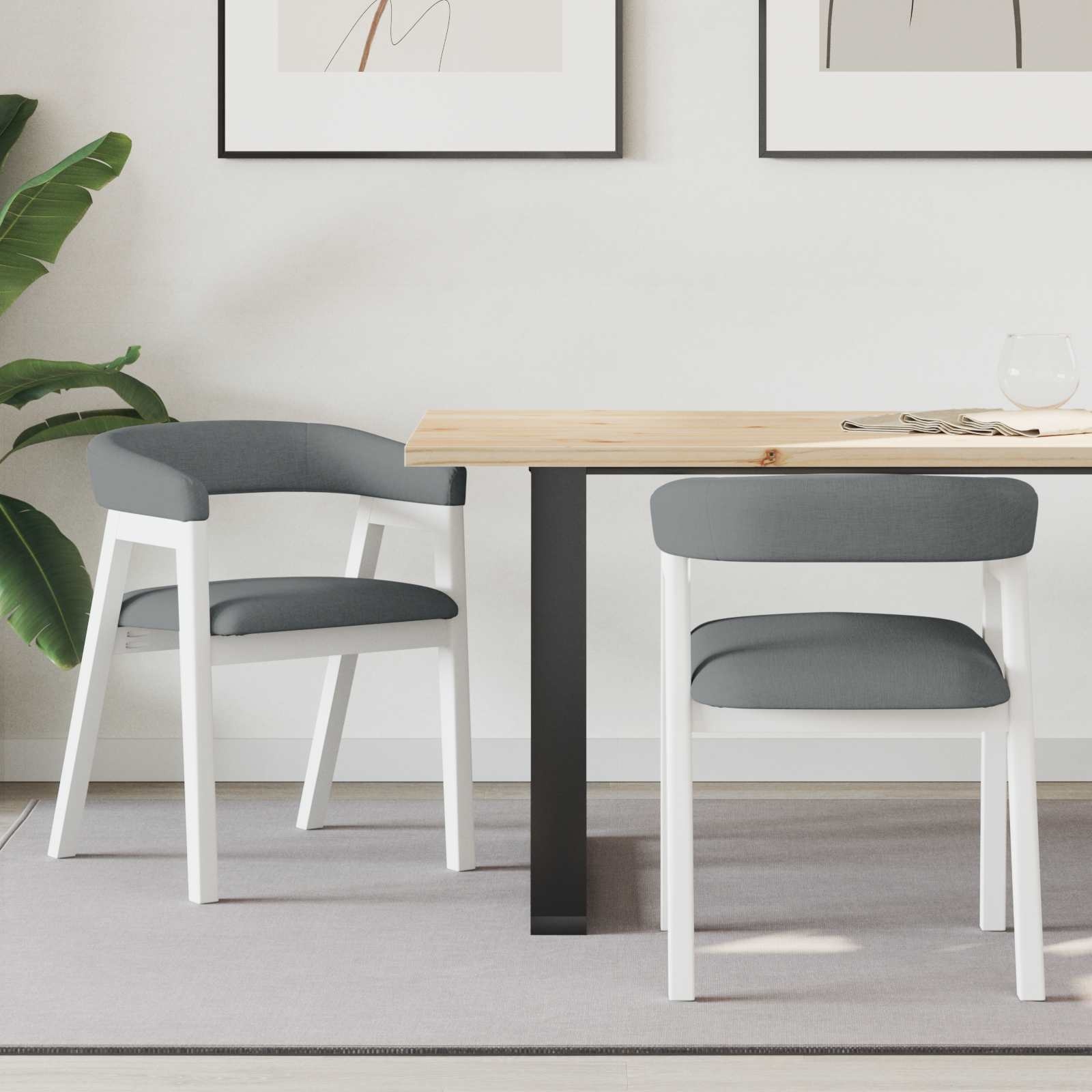 VidaXL Eettafelstoelen 2 pcs Wit 54 x 57 x 73 cm Massief rubberhout