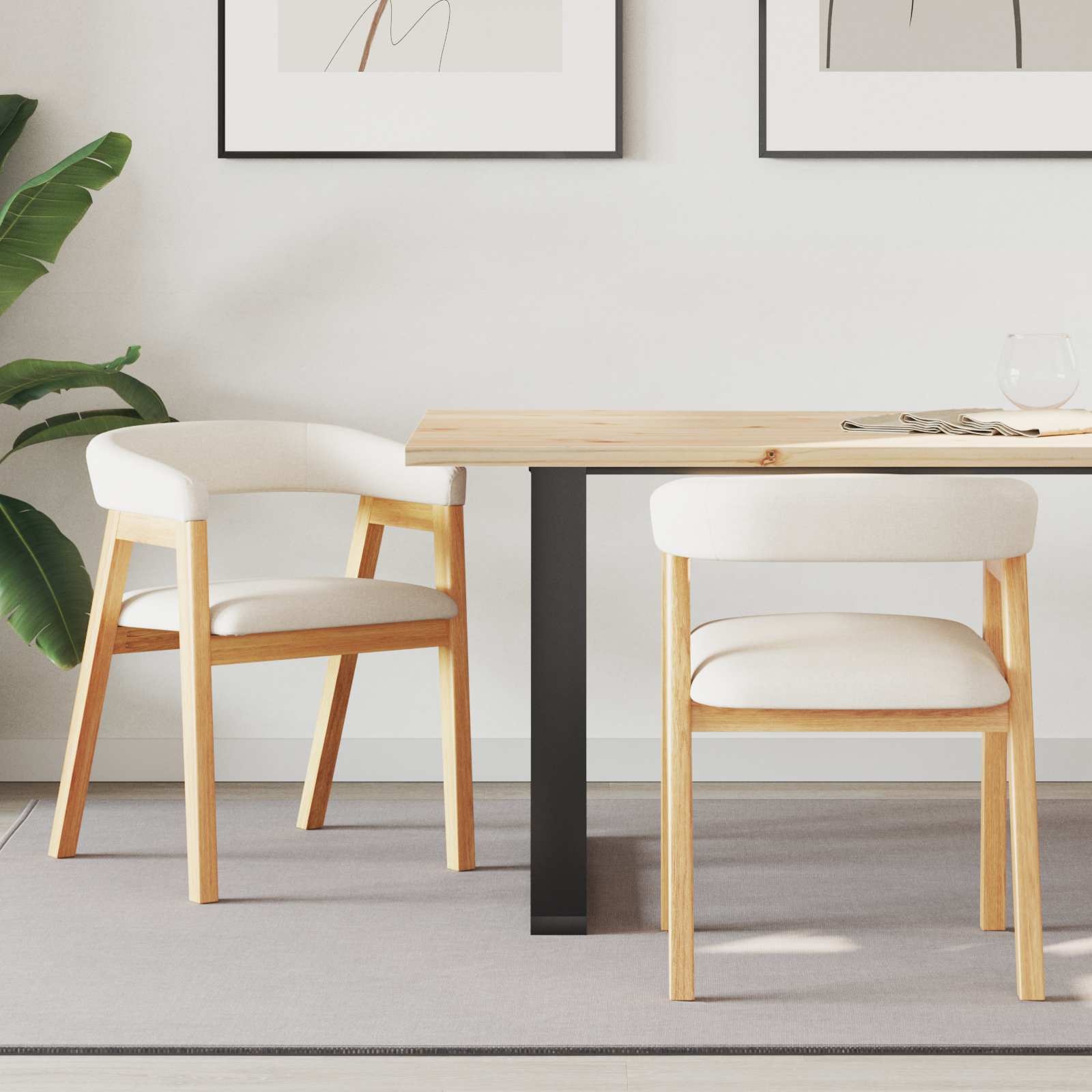 VidaXL Eettafelstoelen 2 pcs Naturel 54 x 57 x 73 cm