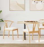 VidaXL Eetkamerstoel 2 pcs Natuurlijk en Licht Massief Rubberhout