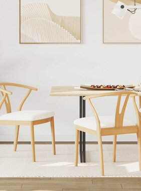 VidaXL Eetkamerstoel 2 pcs Natuurlijk en Licht Massief Rubberhout