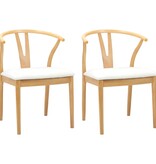 VidaXL Eetkamerstoel 2 pcs Natuurlijk en Licht Massief Rubberhout