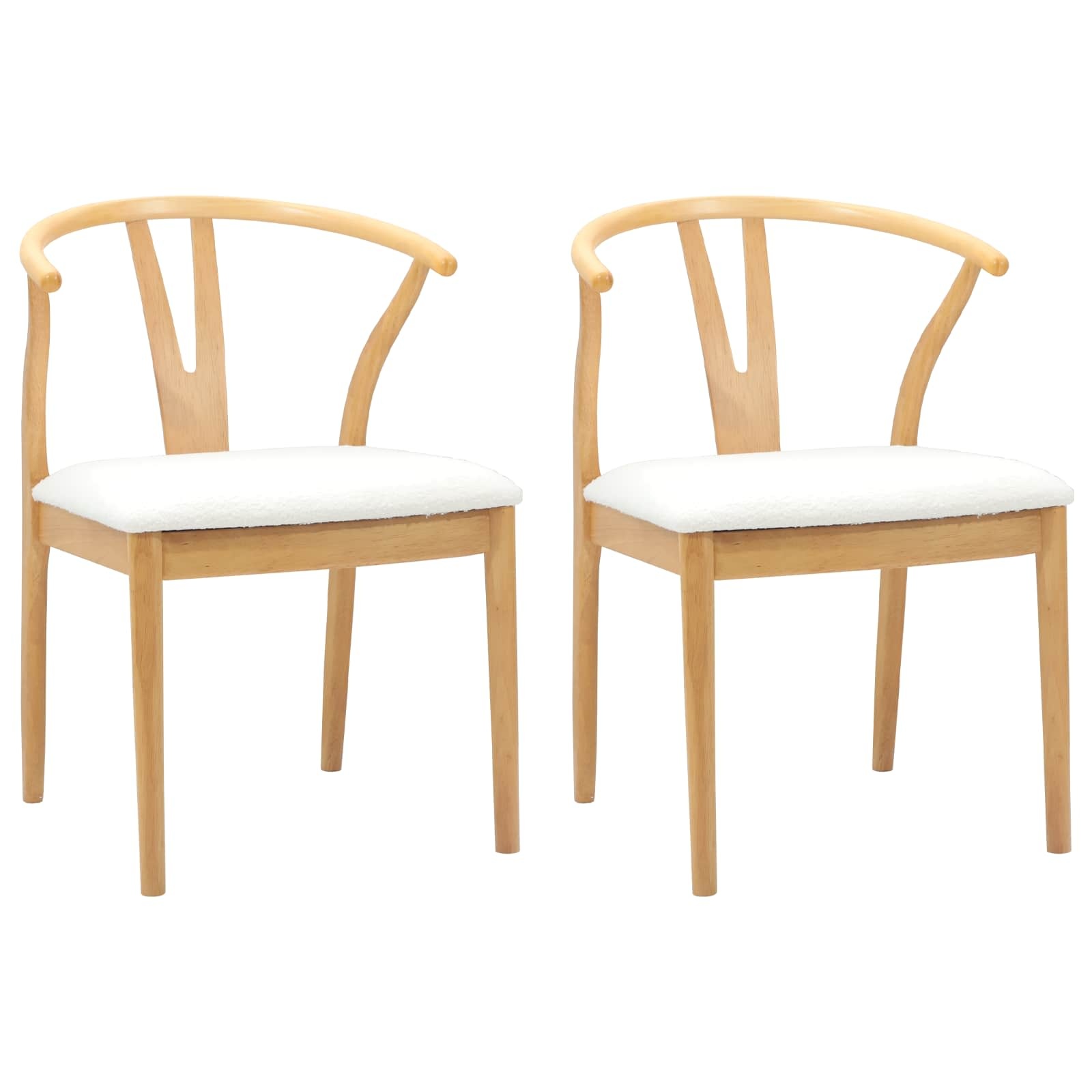 VidaXL Eetkamerstoel 2 pcs Natuurlijk en Licht Massief Rubberhout