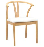 VidaXL Eetkamerstoel 2 pcs Natuurlijk en Licht Massief Rubberhout