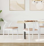 VidaXL Eetkamerstoel 2 pcs Wit en Bruin Massief Rubberhout