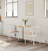 VidaXL Eetkamerstoel 2 pcs Wit en Bruin Massief Rubberhout