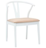 VidaXL Eetkamerstoel 2 pcs Wit en Bruin Massief Rubberhout