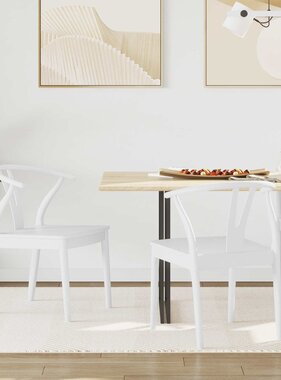 VidaXL Eetkamerstoel 2 pcs Wit en Wit Massief Rubberhout