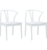 VidaXL Eetkamerstoel 2 pcs Wit en Wit Massief Rubberhout