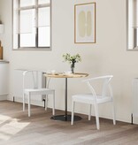 VidaXL Eetkamerstoel 2 pcs Wit en Wit Massief Rubberhout