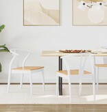 VidaXL Eetkamerstoel 2 pcs Wit en Natuurlijk Massief Rubberhout