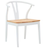 VidaXL Eetkamerstoel 2 pcs Wit en Natuurlijk Massief Rubberhout