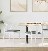 VidaXL Eetkamerstoel 2 pcs Wit en Grijs Massief Rubberhout