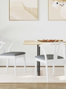 VidaXL Eetkamerstoel 2 pcs Wit en Grijs Massief Rubberhout