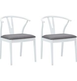 VidaXL Eetkamerstoel 2 pcs Wit en Grijs Massief Rubberhout