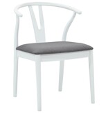 VidaXL Eetkamerstoel 2 pcs Wit en Grijs Massief Rubberhout