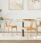 VidaXL Eetkamerstoel 2 pcs Naturel Massief Rubberhout
