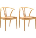 VidaXL Eetkamerstoel 2 pcs Naturel Massief Rubberhout