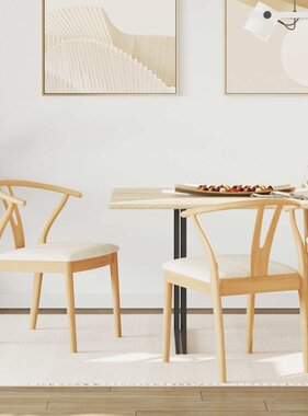 VidaXL Eetkamerstoel 2 pcs Natuurlijk en Licht Massief Rubberhout