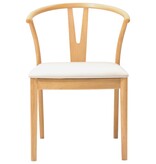 VidaXL Eetkamerstoel 2 pcs Natuurlijk en Licht Massief Rubberhout