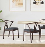 VidaXL Eetkamerstoel 2 pcs Lichtbruin en Zwart Massief Rubberhout