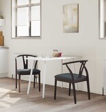 VidaXL Eetkamerstoel 2 pcs Lichtbruin en Zwart Massief Rubberhout