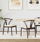 VidaXL Eetkamerstoel 2 pcs Lichtbruin en Licht Massief Rubberhout