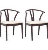 VidaXL Eetkamerstoel 2 pcs Lichtbruin en Licht Massief Rubberhout