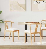 VidaXL Eetkamerstoel 2 pcs Natuurlijk en Licht Massief Rubberhout