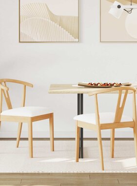 VidaXL Eetkamerstoel 2 pcs Natuurlijk en Licht Massief Rubberhout