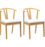 VidaXL Eetkamerstoel 2 pcs Natuurlijk en Licht Massief Rubberhout