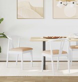 VidaXL Eetkamerstoel 2 pcs Wit en Bruin Massief Rubberhout