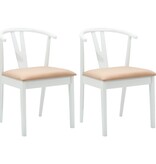 VidaXL Eetkamerstoel 2 pcs Wit en Bruin Massief Rubberhout