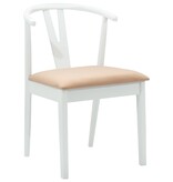 VidaXL Eetkamerstoel 2 pcs Wit en Bruin Massief Rubberhout