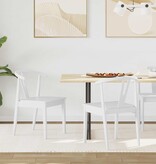 VidaXL Eetkamerstoel 2 pcs Wit en Wit Massief Rubberhout