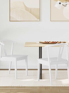 VidaXL Eetkamerstoel 2 pcs Wit en Wit Massief Rubberhout