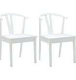 VidaXL Eetkamerstoel 2 pcs Wit en Wit Massief Rubberhout