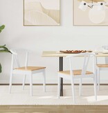 VidaXL Eetkamerstoel 2 pcs Wit en Natuurlijk Massief Rubberhout