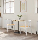 VidaXL Eetkamerstoel 2 pcs Wit en Natuurlijk Massief Rubberhout